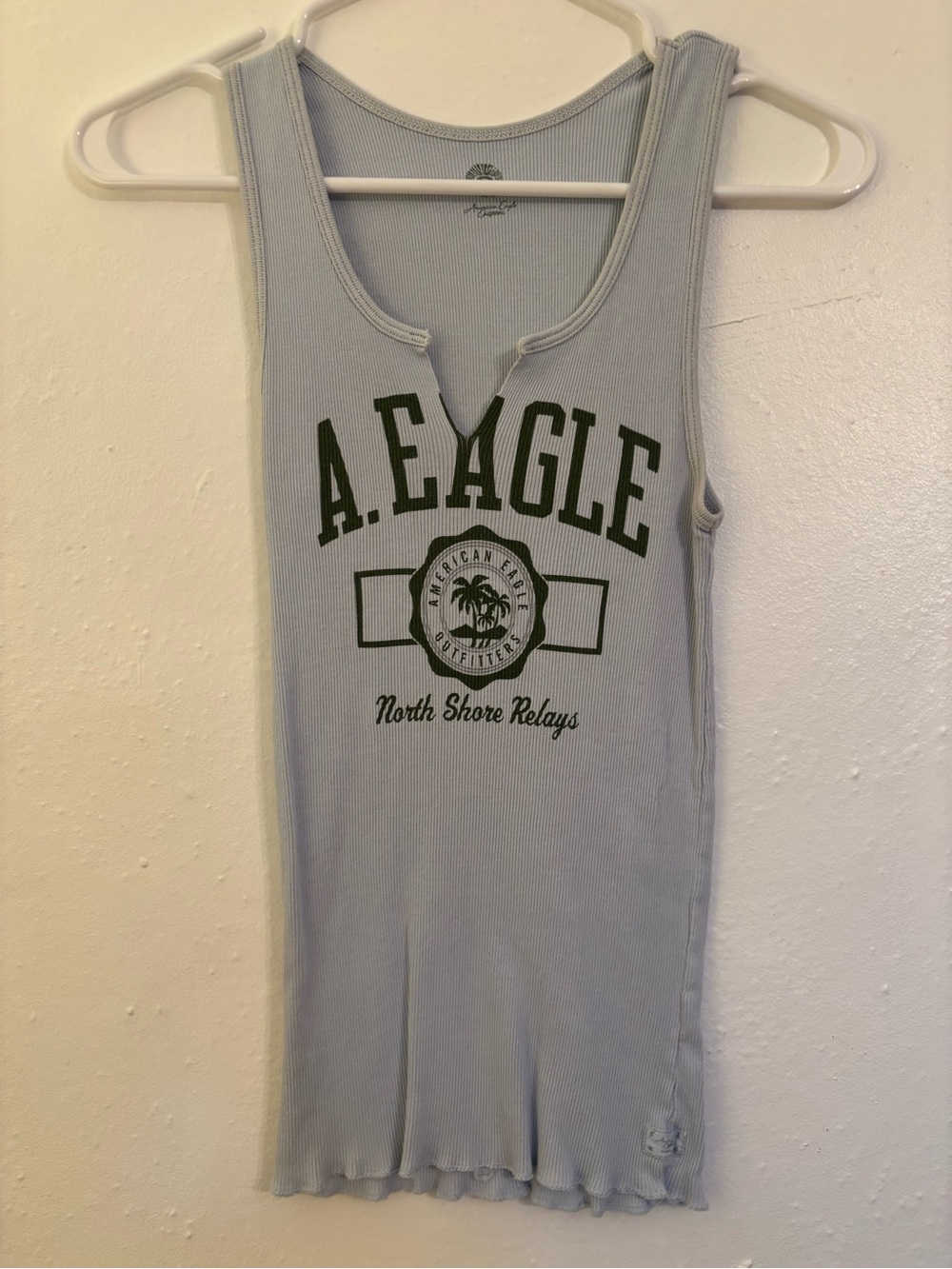 Women's Light Blue Graphic Tank Top - American eagle